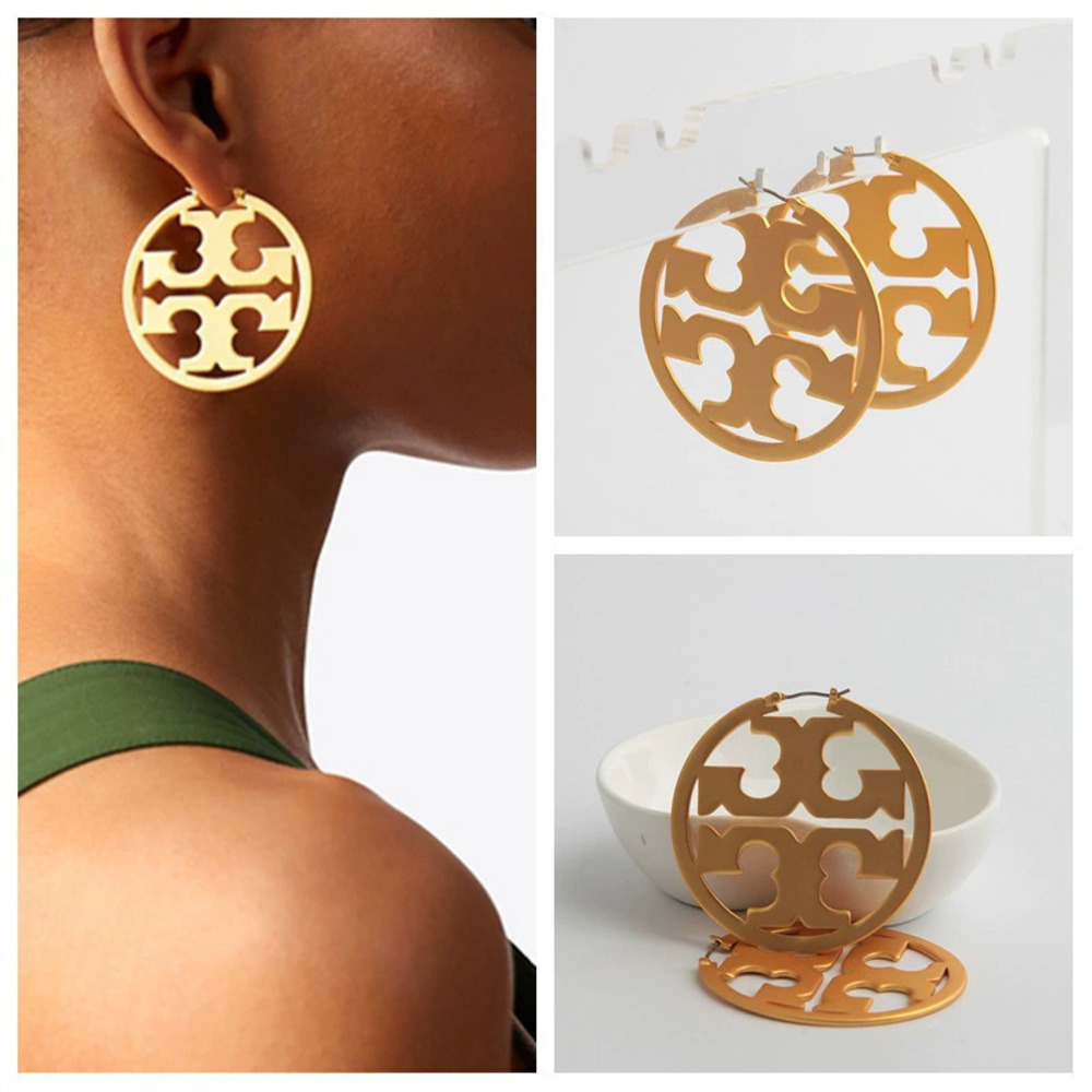 Tory Burch Vintage Gold Large Metal Hoop Earrings Collection